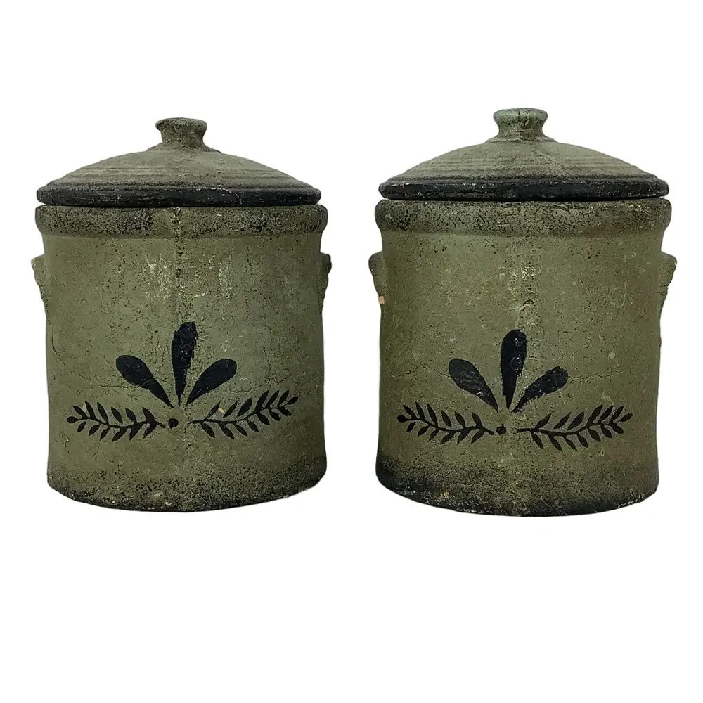Set of 2 Vintage Crocks with Lids - Picture 1 of 7